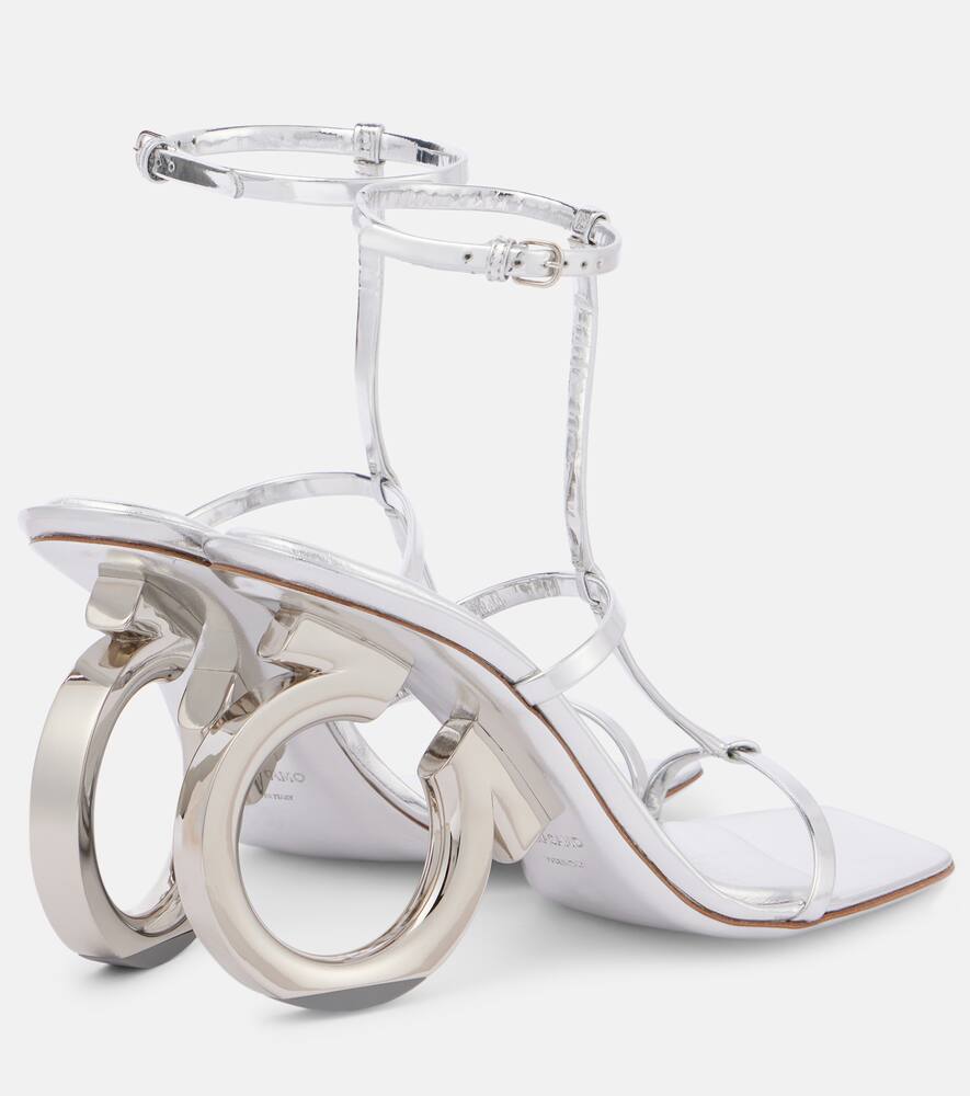 Ferragamo Elina Logo-detailed Metallic Leather Sandals In