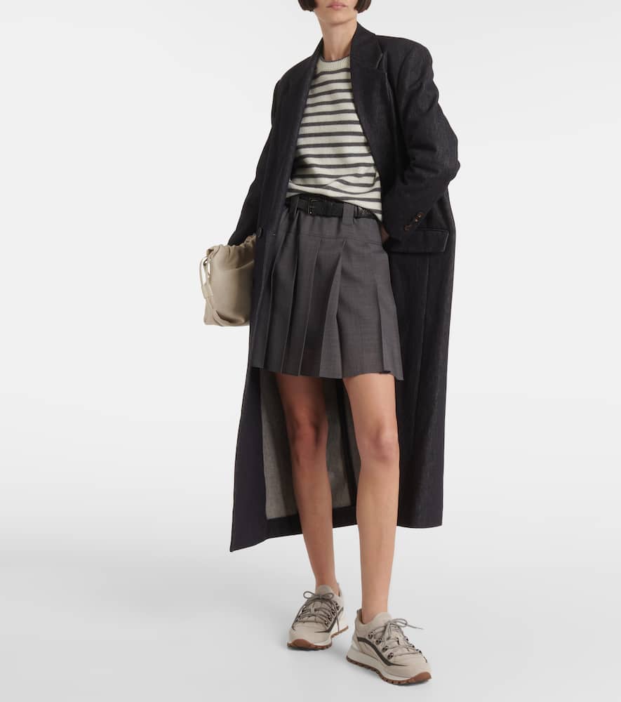 Brunello Cucinelli Monili Embellished Suede Sneakers In Grey