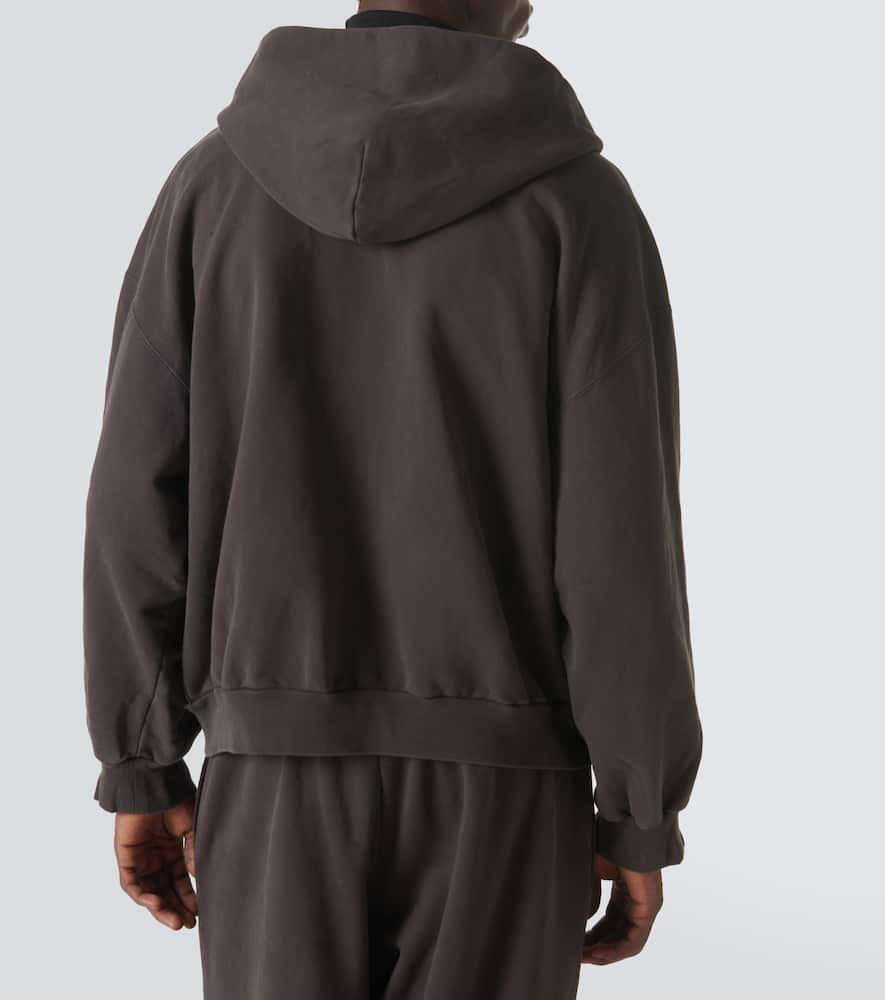 Balenciaga Printed Cotton Jersey Hoodie In Black