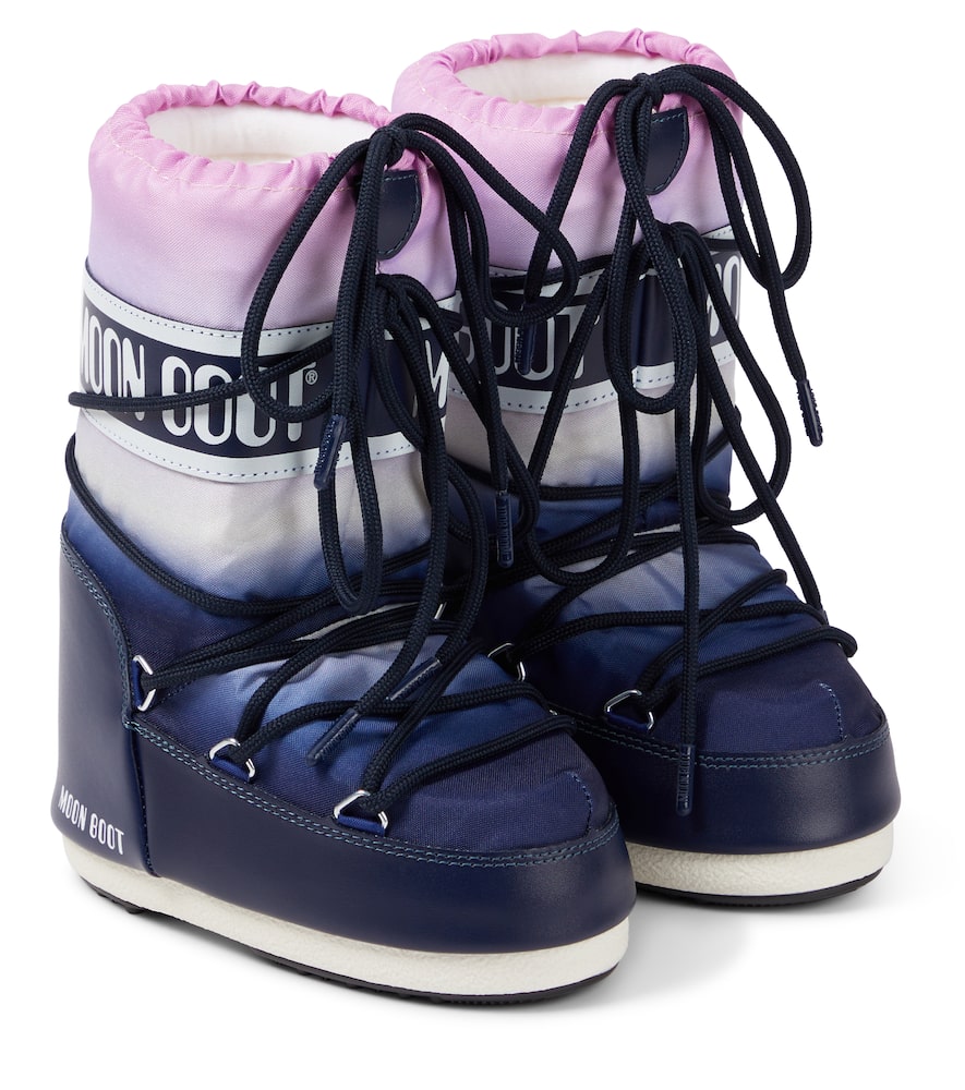 Moon Boot Icon Faux Leather-trimmed Snow Boots In Blue
