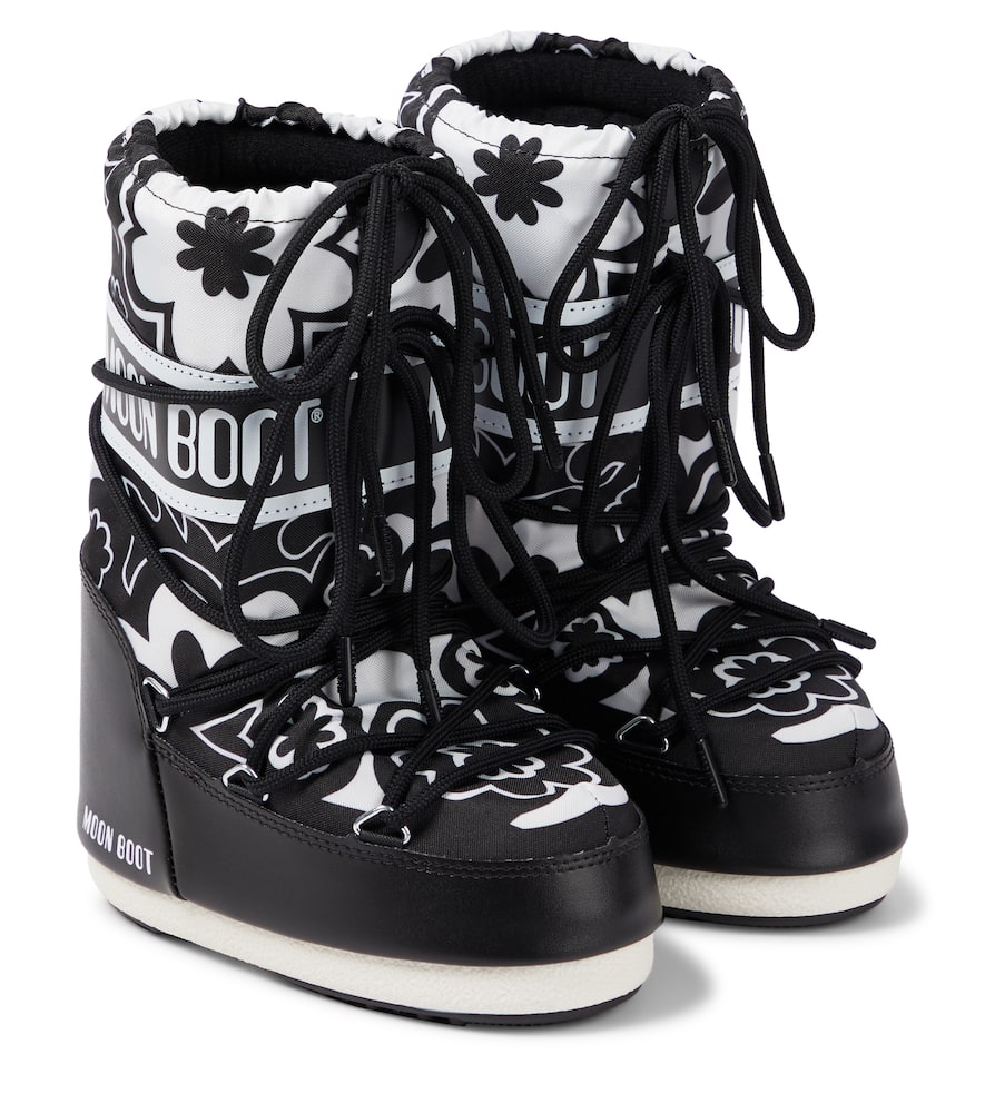 Moon Boot Icon Floral Snow Boots In Black