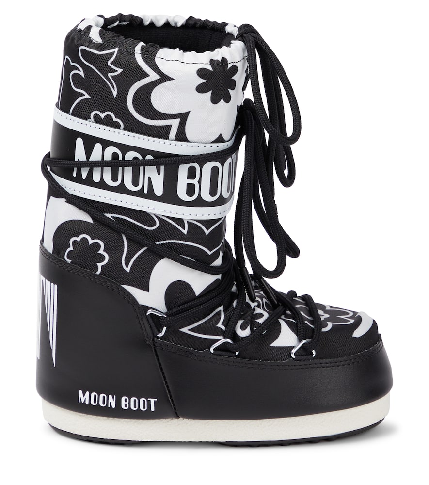 Moon Boot Icon Floral Snow Boots In Black