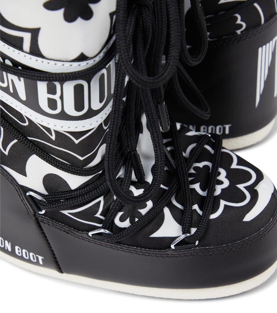Moon Boot Icon Floral Snow Boots In Black