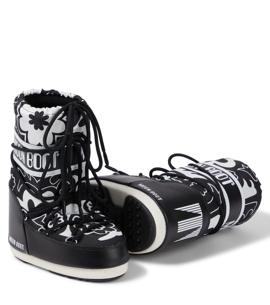 Moon Boot Icon Floral Snow Boots In Black