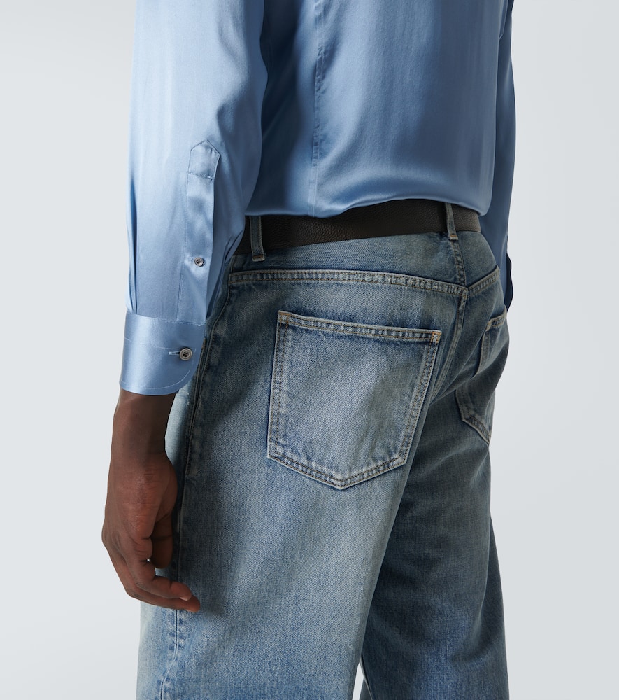 Tom Ford Silk Charmeuse Shirt In Blue