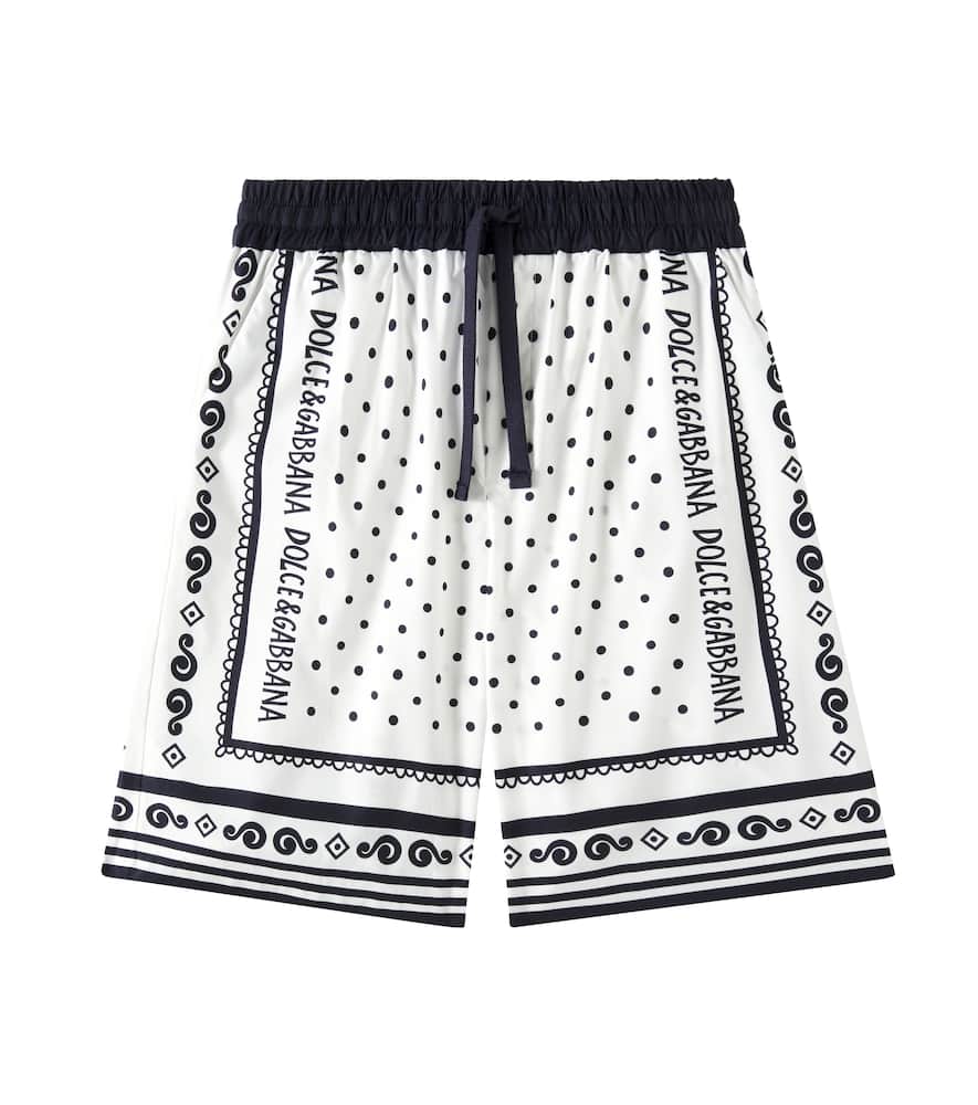 Dolce & Gabbana Bandana Cotton Poplin Shorts In Blue