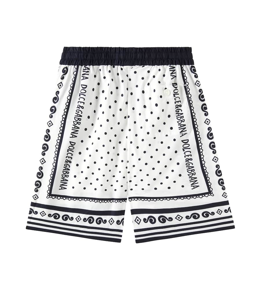 Dolce & Gabbana Bandana Cotton Poplin Shorts In Blue