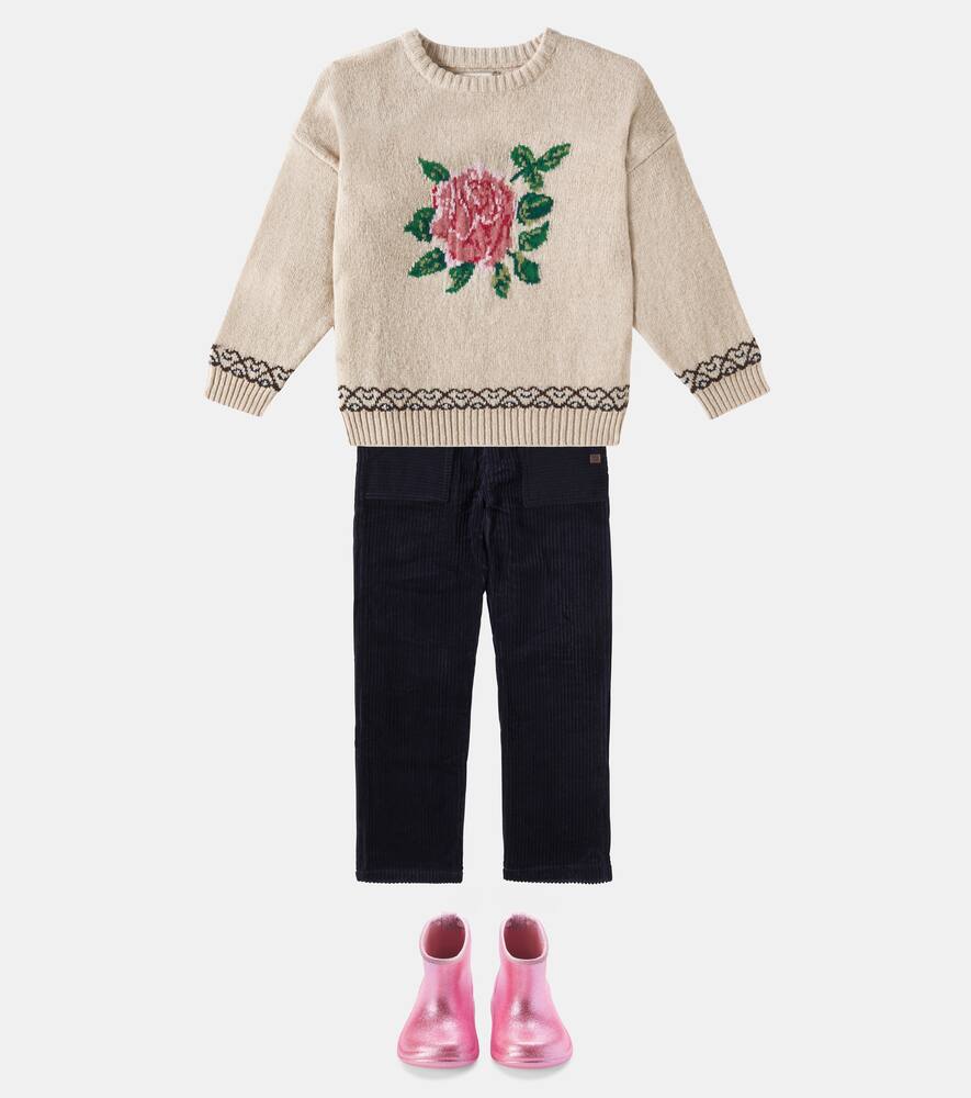 Konges Slojd Carola Floral Wool Sweater In White