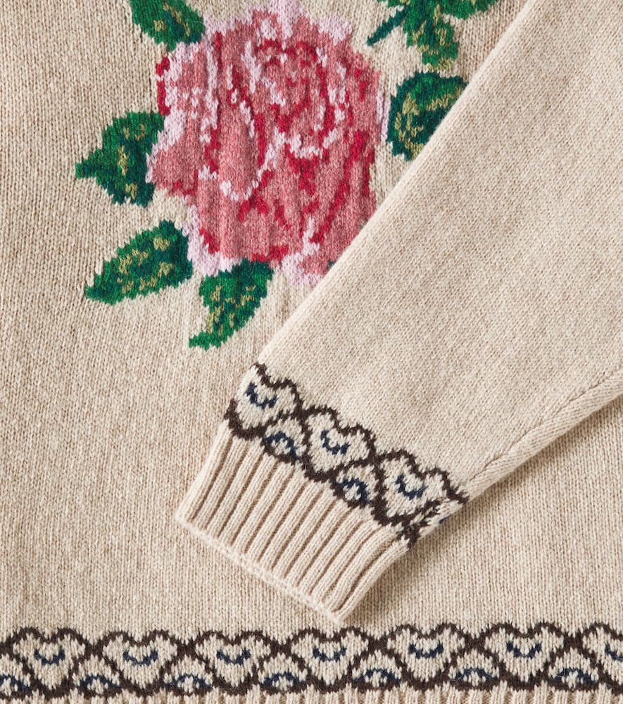 Konges Slojd Carola Floral Wool Sweater In White