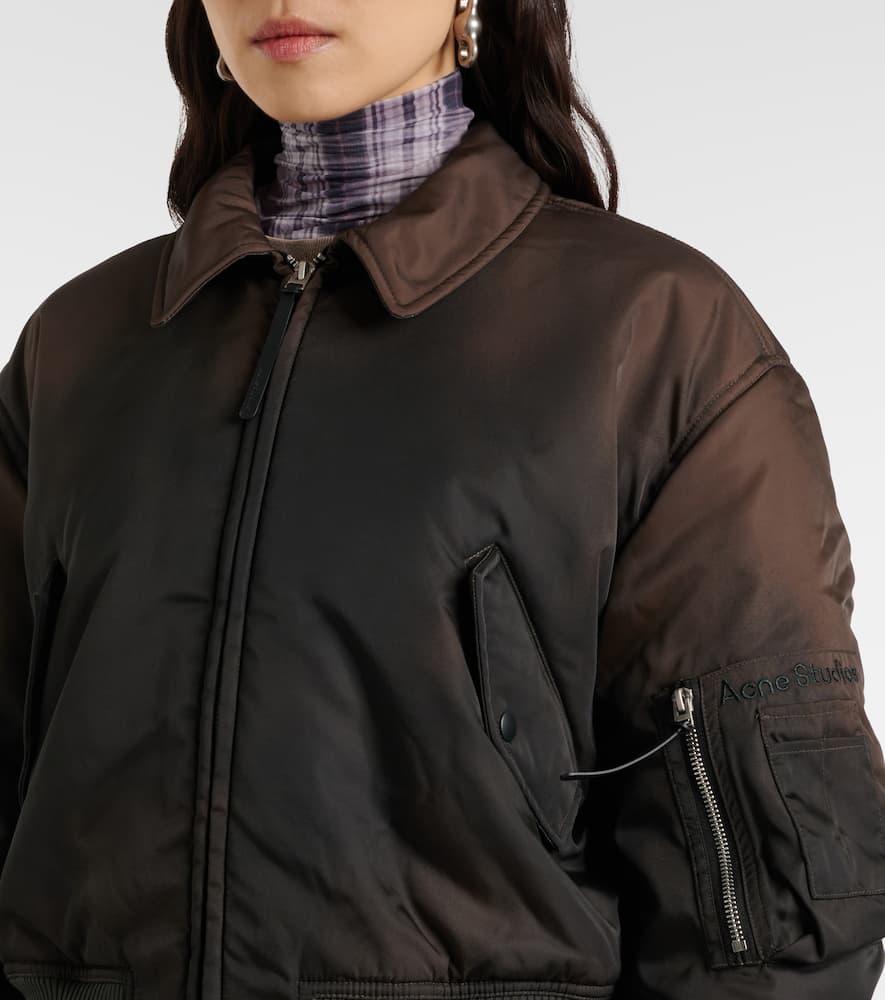 Shop Acne Studios Cropped Faux Fur-trimmed Bomber Jacket In Brown