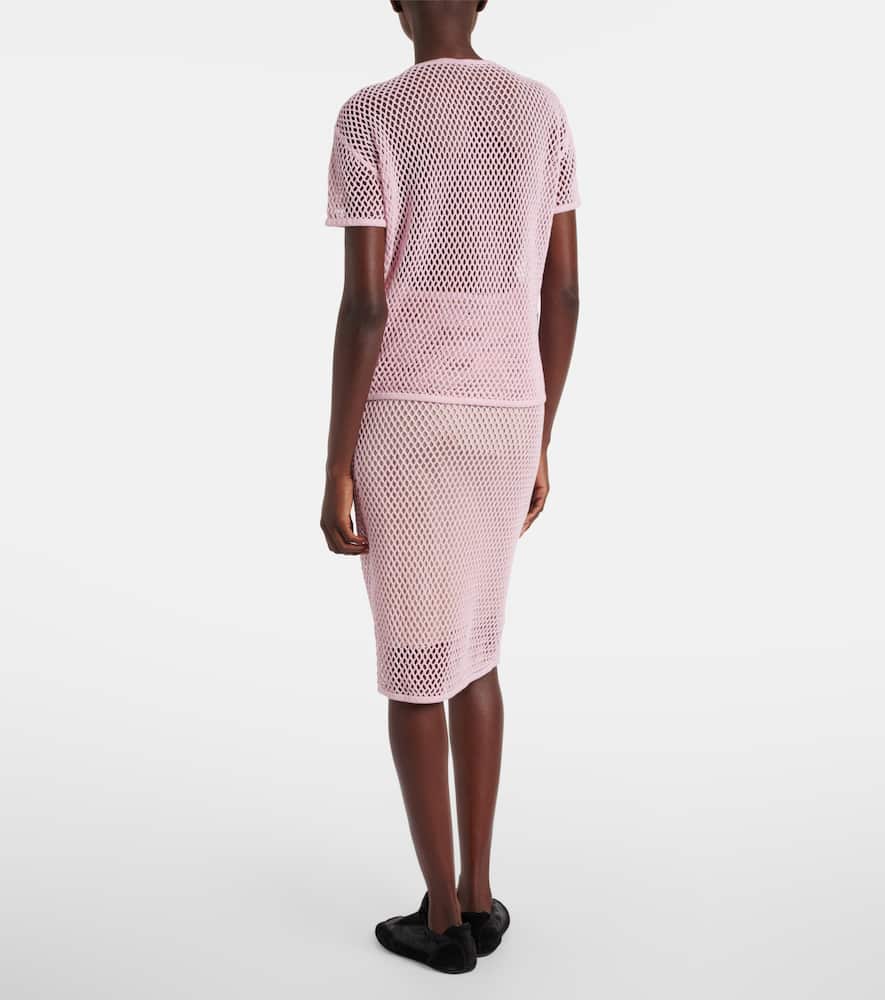 Prada T-shirt Aus Baumwoll-mesh In Pink
