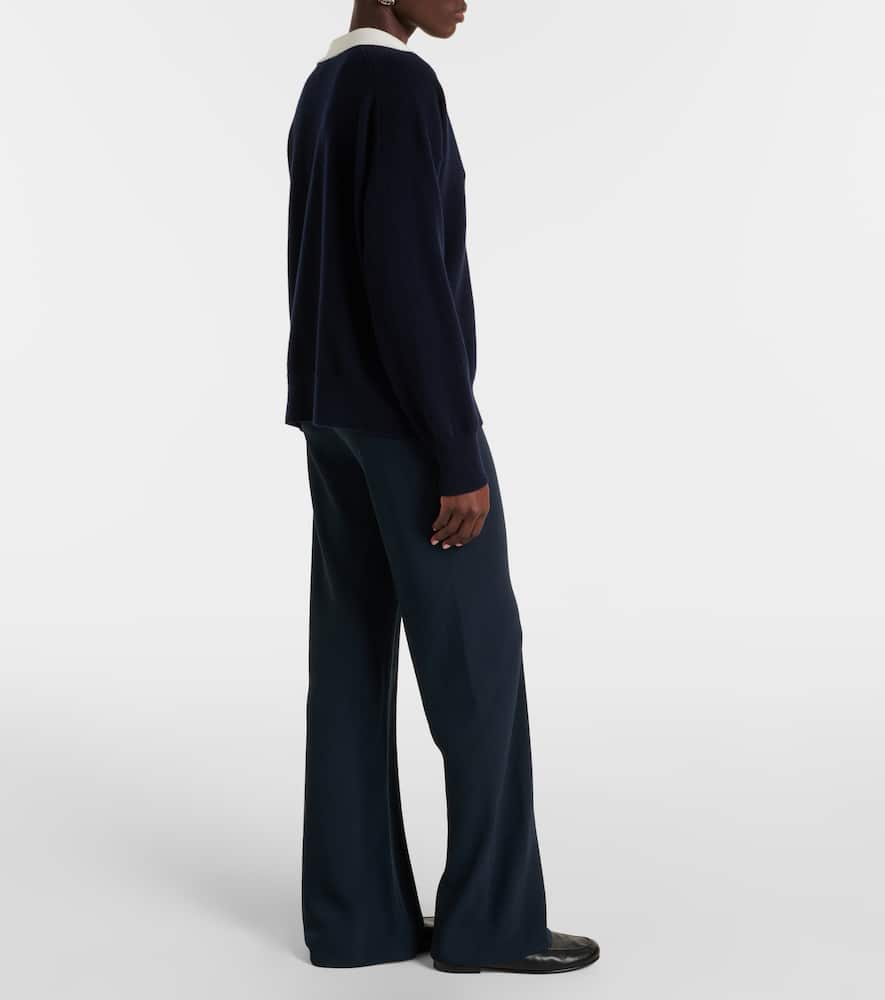 Vince Womens Polo-collar Long-sleeves Stretch-wool Blend Jumper In Blue