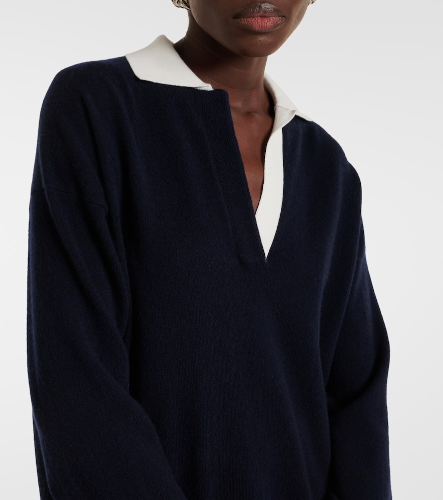 Vince Womens Polo-collar Long-sleeves Stretch-wool Blend Jumper In Blue