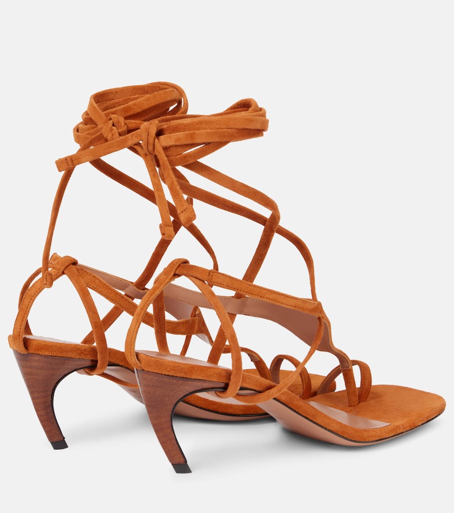 Attico Square Toe High Heel Sandals In Orange