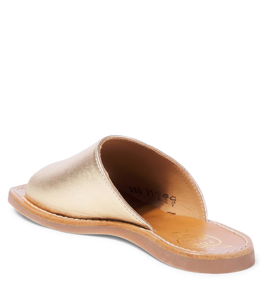 Pom D'api Plage Curv Metallic Leather Sandals In Laminato Ivory