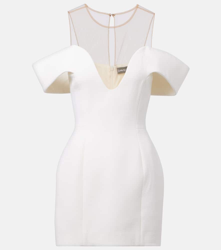 David Koma Off-shoulder Wool Minidress In White