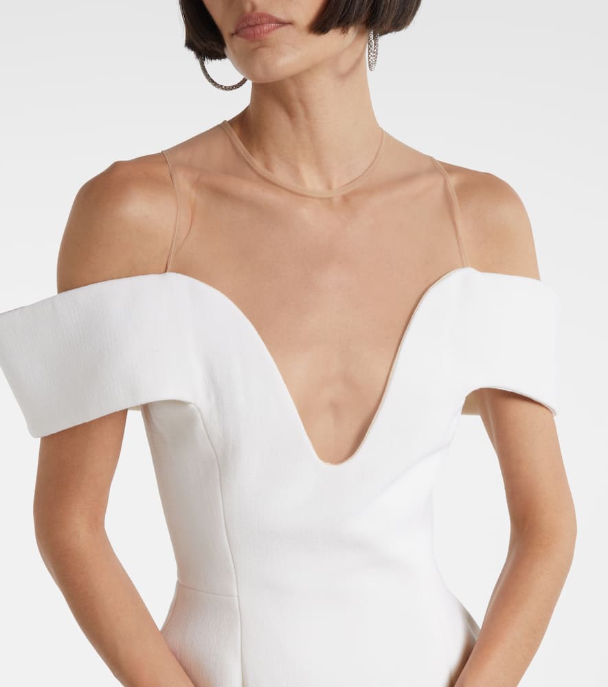 David Koma Off-shoulder Wool Minidress In White