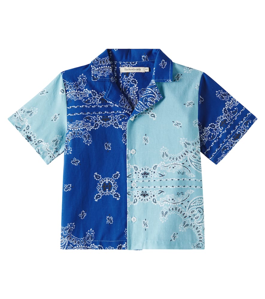 The New Society Mileto Bandana Cotton Shirt In Blue