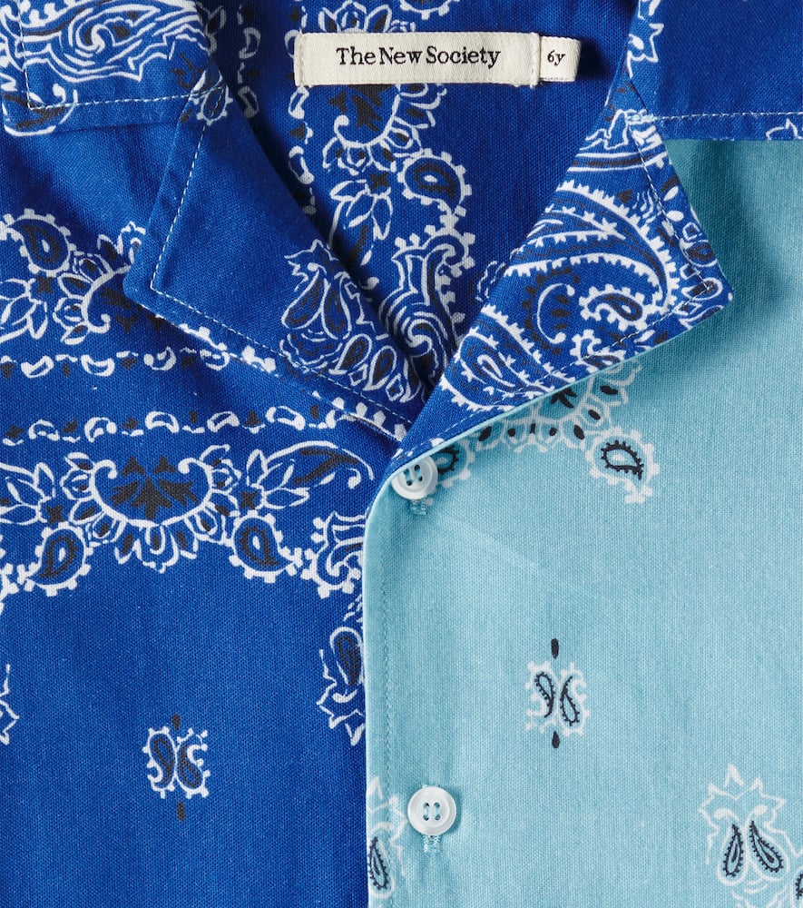 The New Society Mileto Bandana Cotton Shirt In Blue