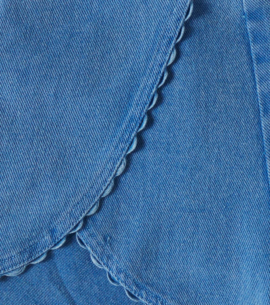 Louise Misha Asya Scalloped Denim Shorts In Stone Blue