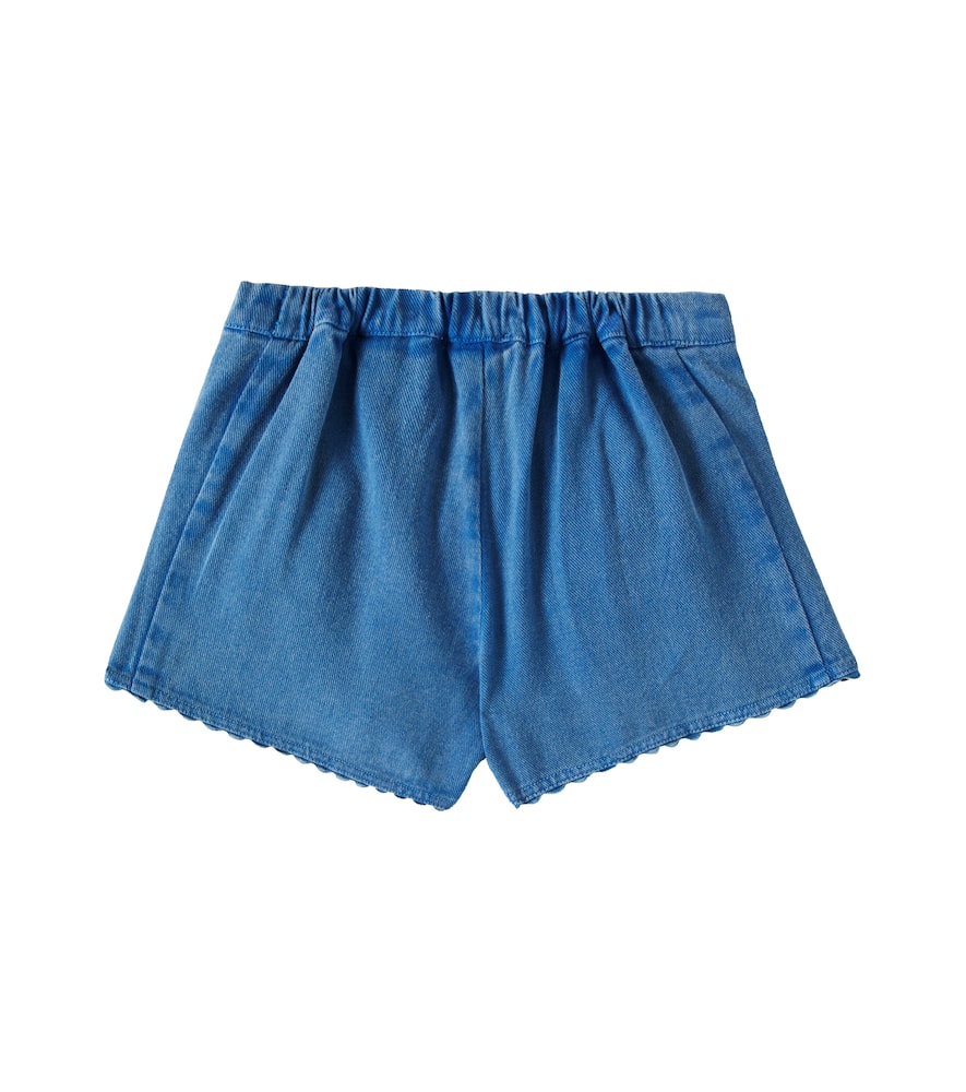 Louise Misha Asya Scalloped Denim Shorts In Stone Blue