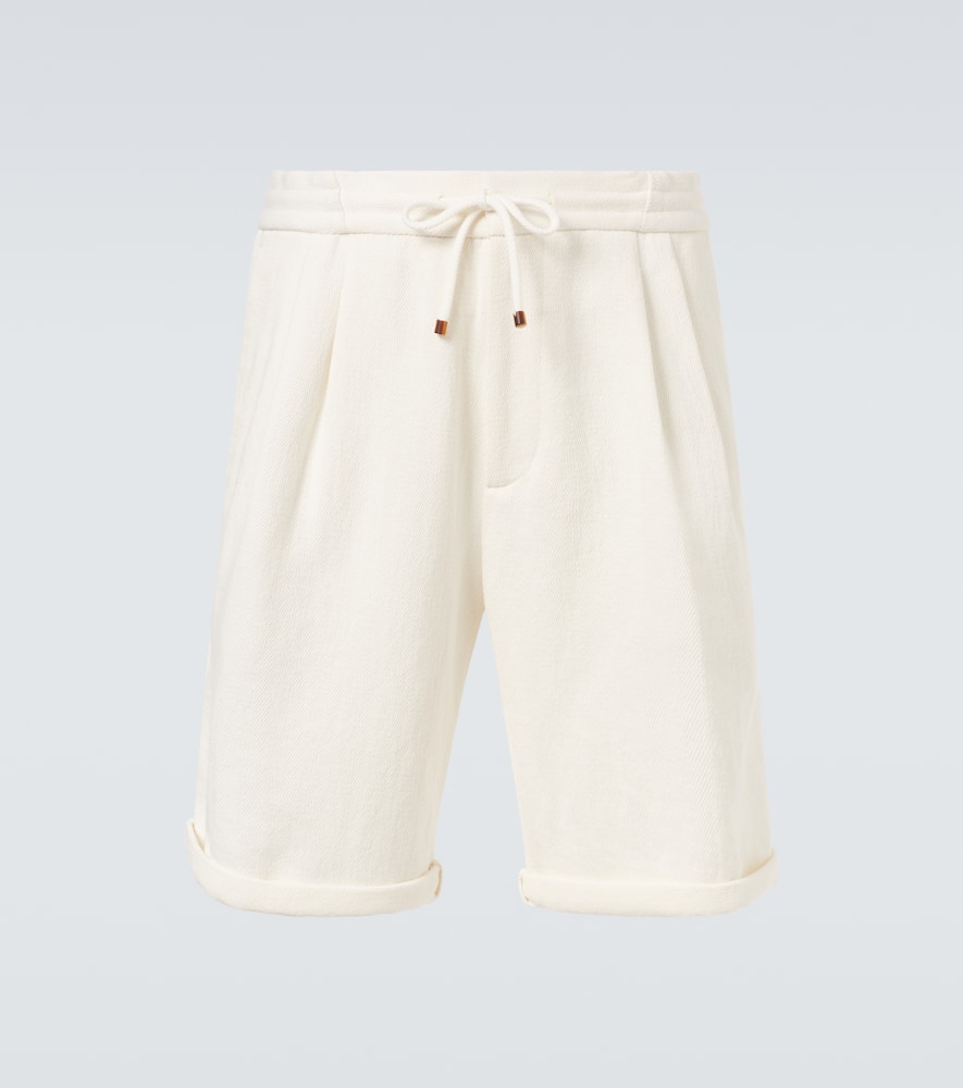 Chevron cotton and linen Bermuda shorts