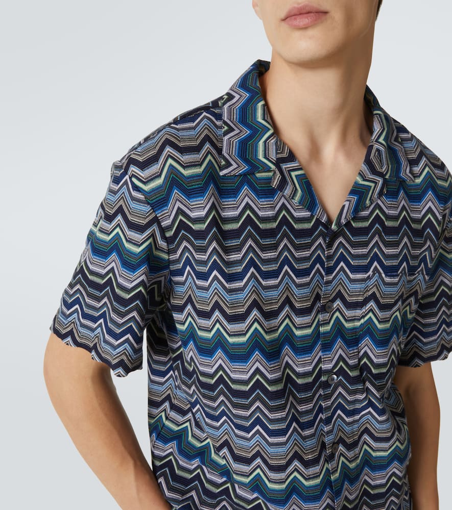 Missoni Bowling Shirt With Geometric Zigzag In Multi