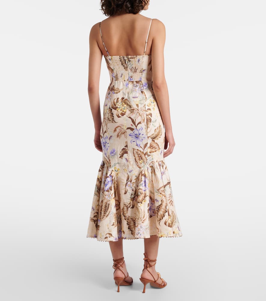 Zimmermann Coco Tie Front Midi Dress In Brown