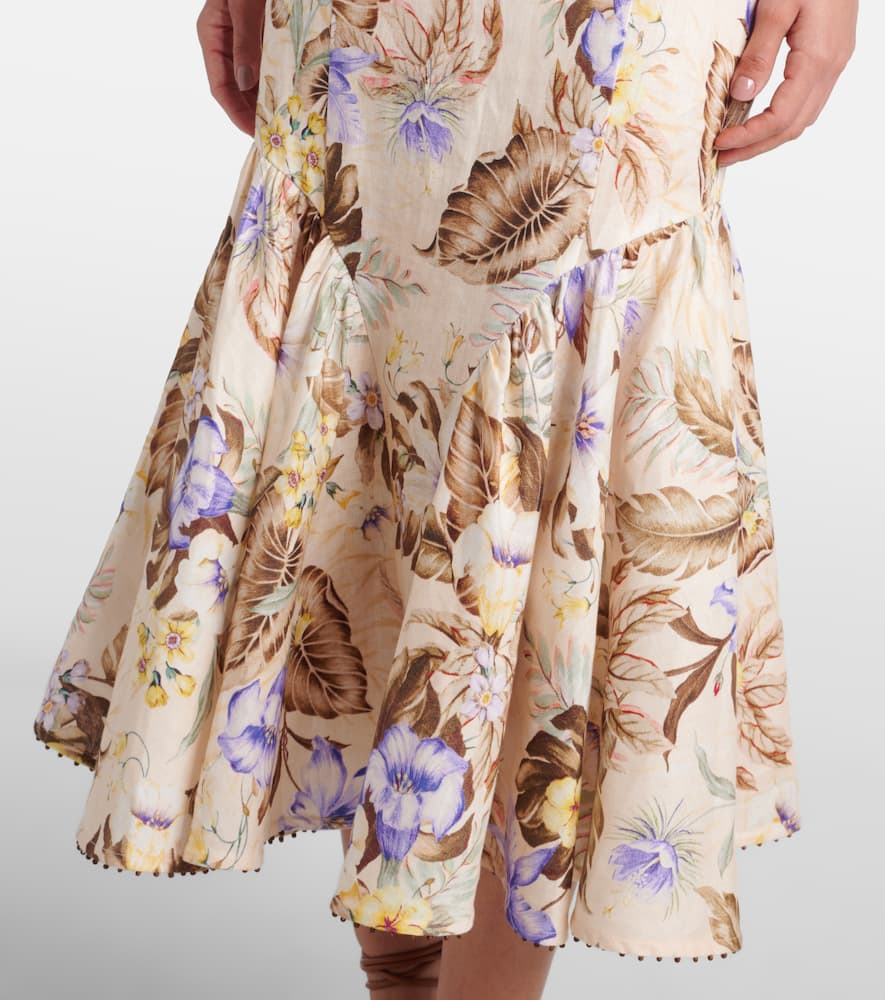 Zimmermann Coco Tie Front Midi Dress In Brown