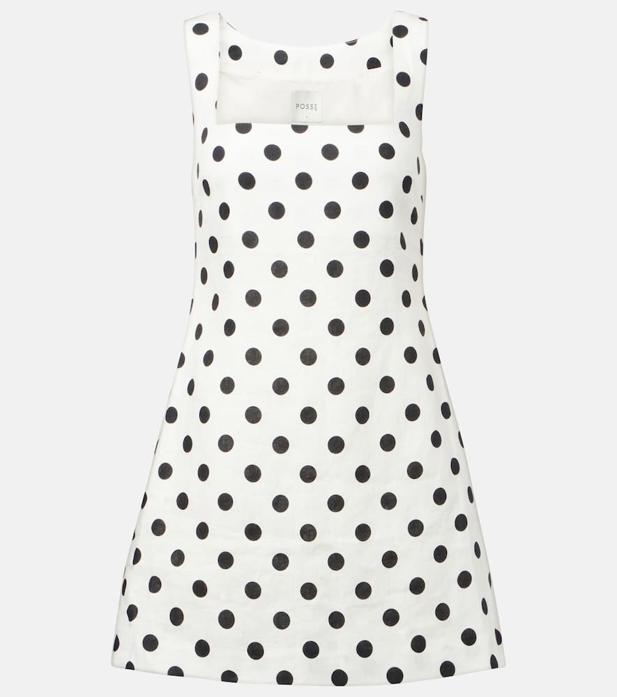 Alice polka-dot linen minidress