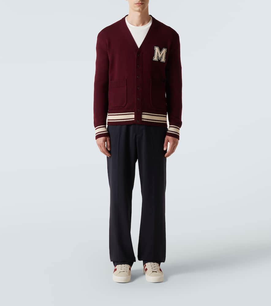 Moncler Patch-pocket Cardigan In Burgundy