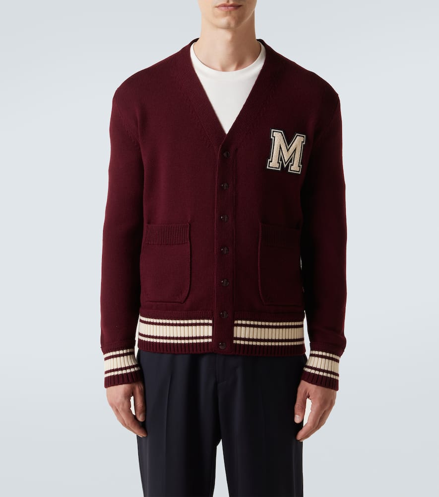 Moncler Patch-pocket Cardigan In Burgundy