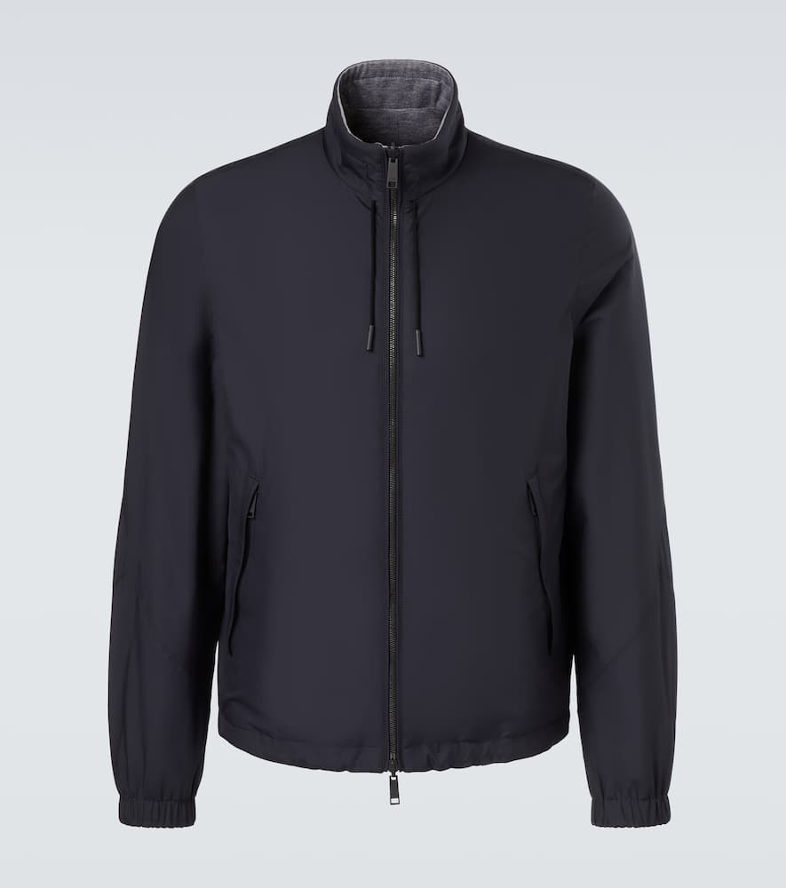 Zegna Blouson Réversible Brezza En Microfibre In Blue