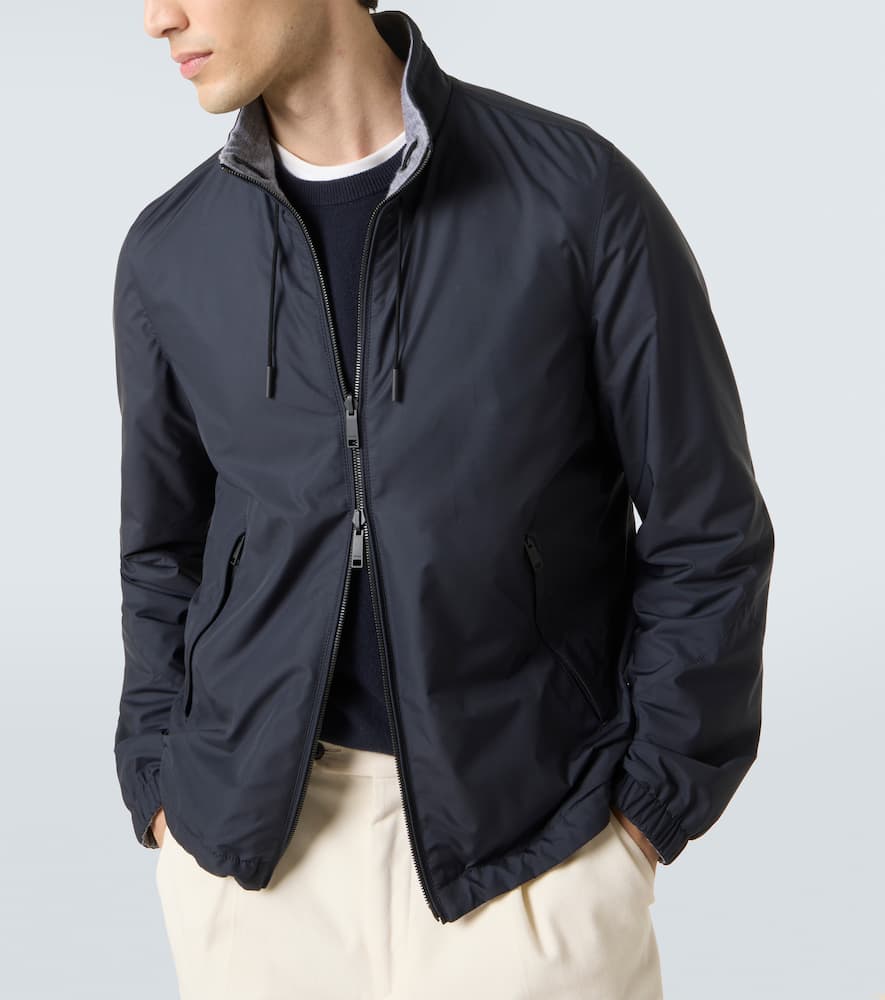 Zegna Blouson Réversible Brezza En Microfibre In Blue