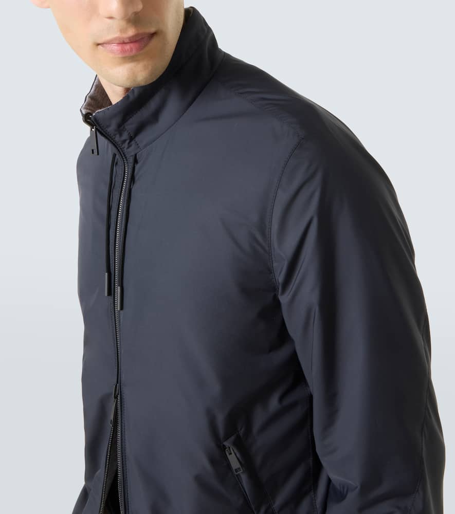 Zegna Blouson Réversible Brezza En Microfibre In Blue