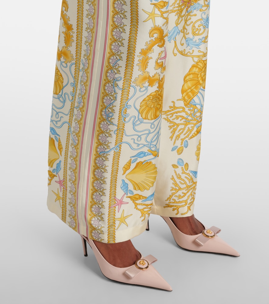  Versace Versace Underwater Barocco Silk Palazzo Pants 