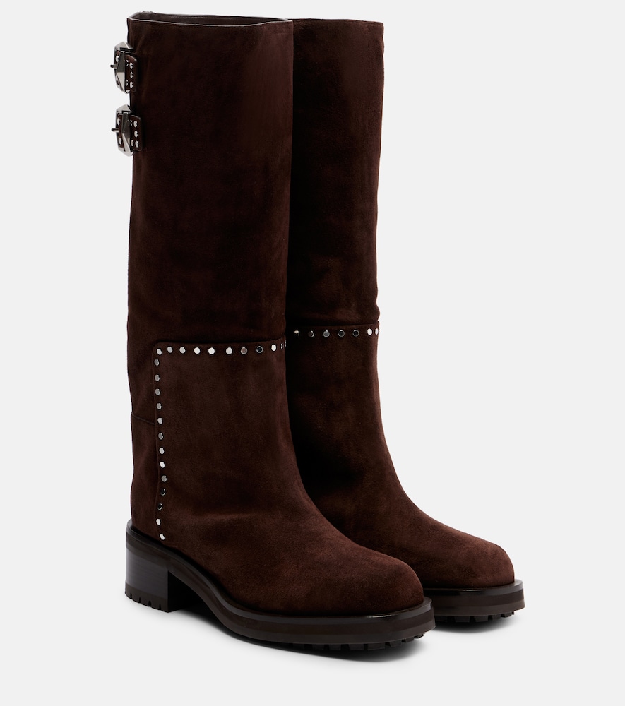 Jimmy Choo Brooklyn 50 studded suede knee-high boots