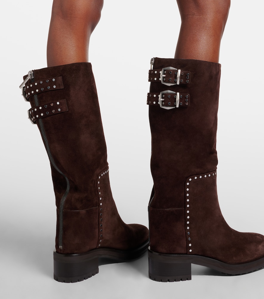 Jimmy Choo Brooklyn 50 studded suede knee-high boots