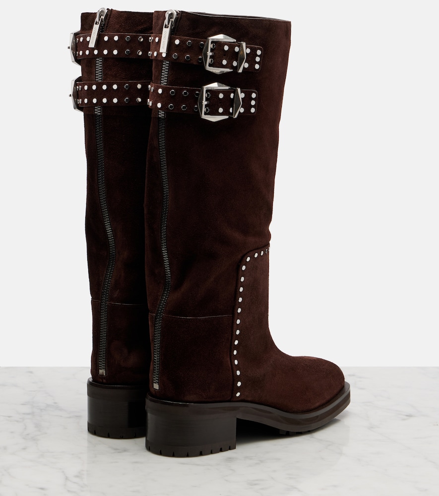  Jimmy Choo Jimmy Choo Verzierte Stiefel Brooklyn 50 Aus Veloursleder 
