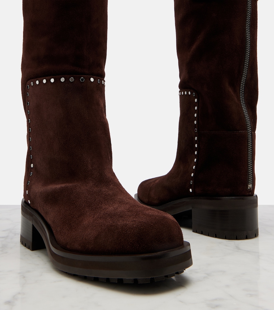  Jimmy Choo Jimmy Choo Verzierte Stiefel Brooklyn 50 Aus Veloursleder 