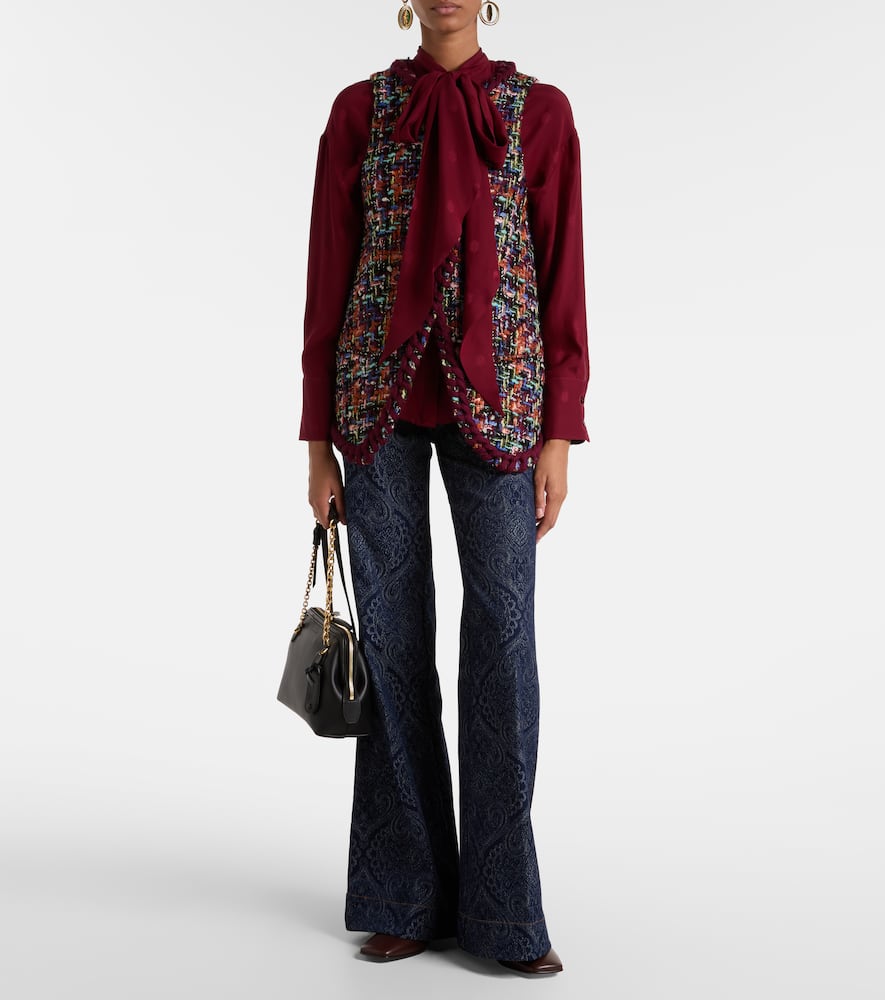 Etro Vela Medium Leather Shoulder Bag In Black