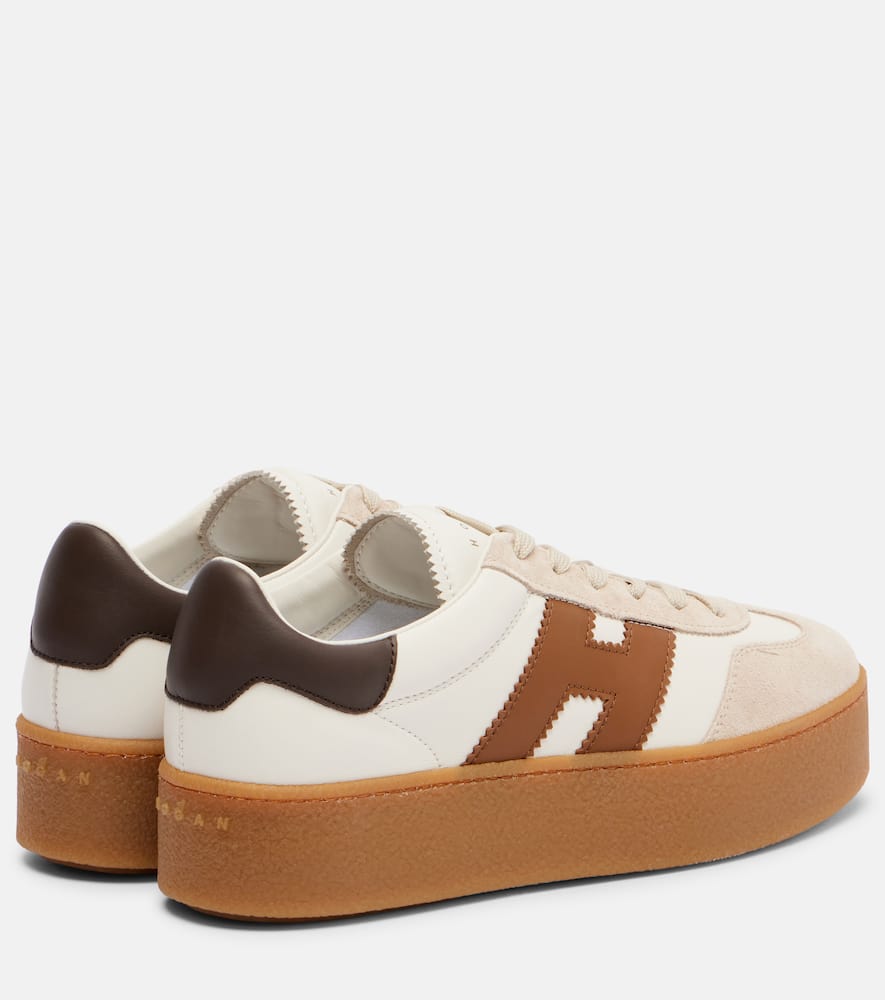 Hogan H681 Leather And Suede Platform Sneakers In Neutral
