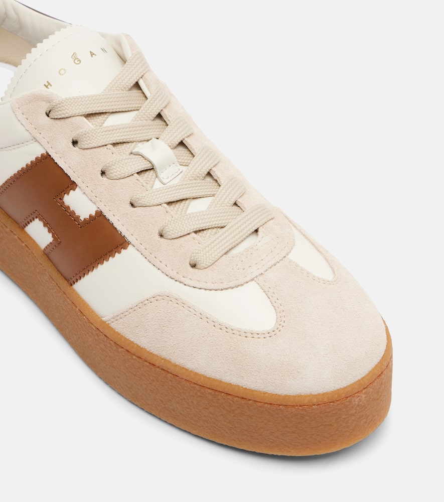 Hogan H681 Leather And Suede Platform Sneakers In Neutral