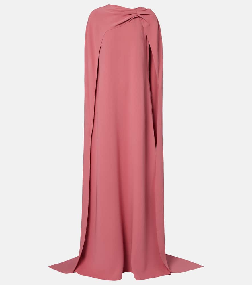 Oscar De La Renta Caped Silk-blend Gown In Pink