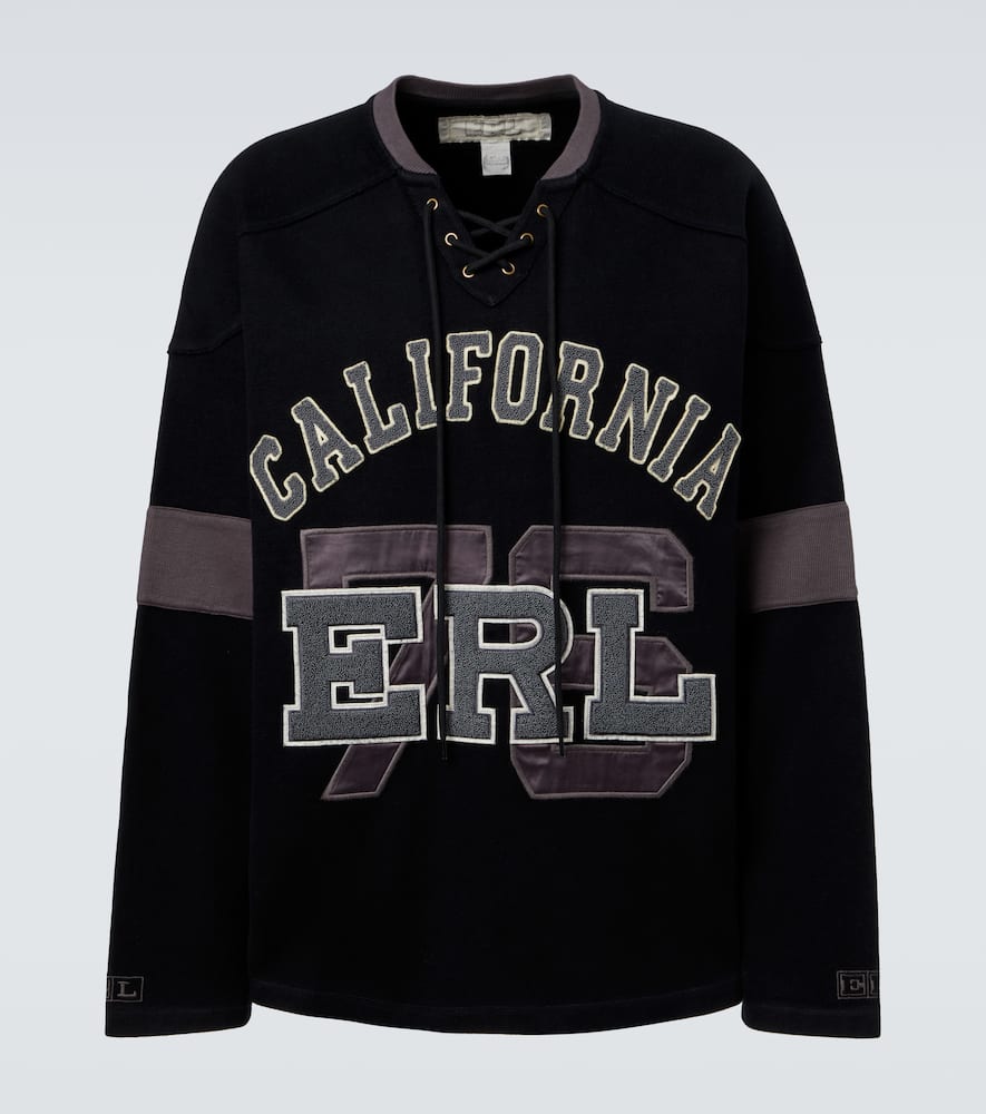 Erl Gender Inclusive Laced Hockey Jersey Sweatshirt In Black