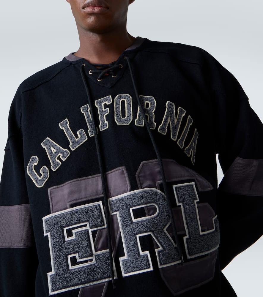 Erl Gender Inclusive Laced Hockey Jersey Sweatshirt In Black