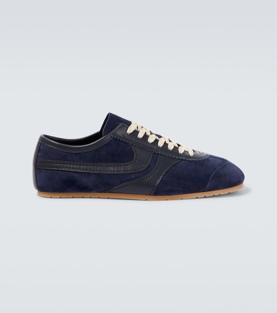 Dries Van Noten Leather-trimmed Suede Sneakers In Blue