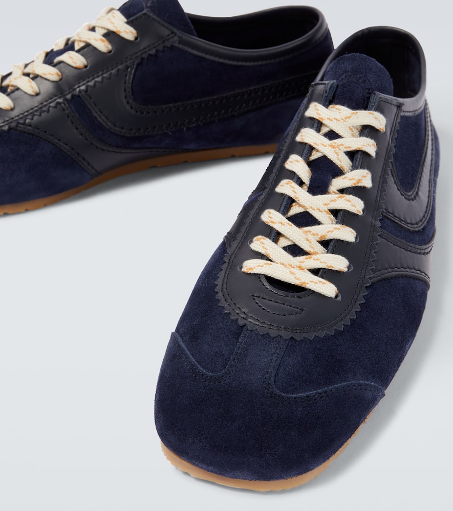 Dries Van Noten Leather-trimmed Suede Sneakers In Blue