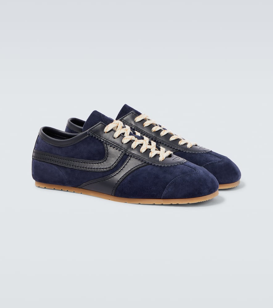 Dries Van Noten Leather-trimmed Suede Sneakers In Blue