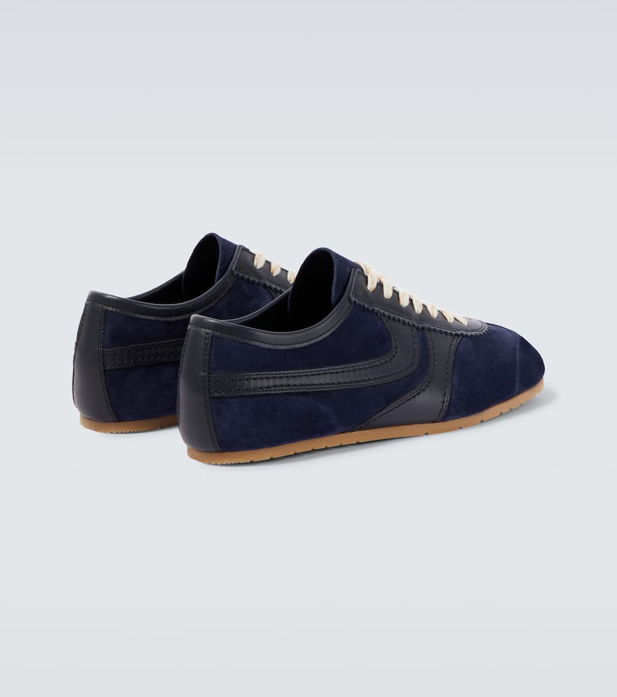 Dries Van Noten Leather-trimmed Suede Sneakers In Blue